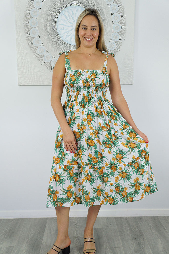 3/4 Tie Up Smock Dress "Nanas"