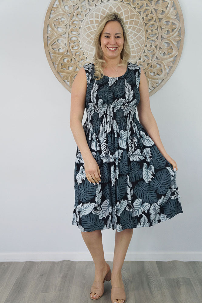 Singlet Smock Dress "Leaves"