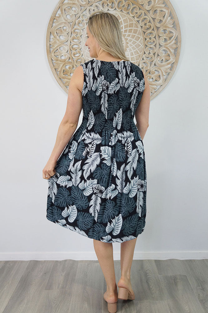 Singlet Smock Dress "Leaves"