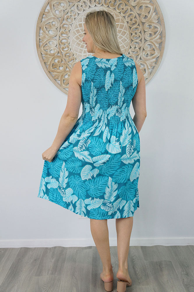 Singlet Smock Dress "Leaves"