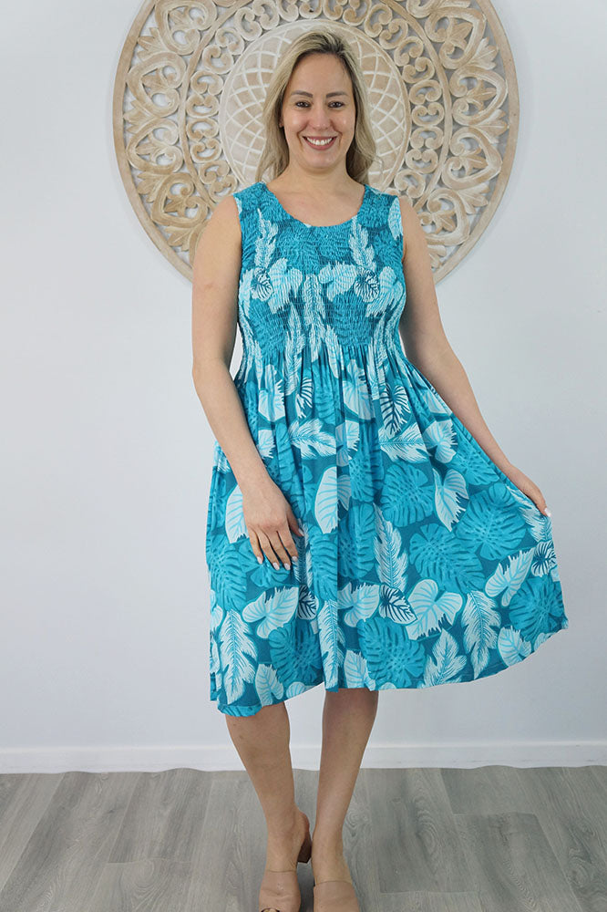 Singlet Smock Dress "Leaves"