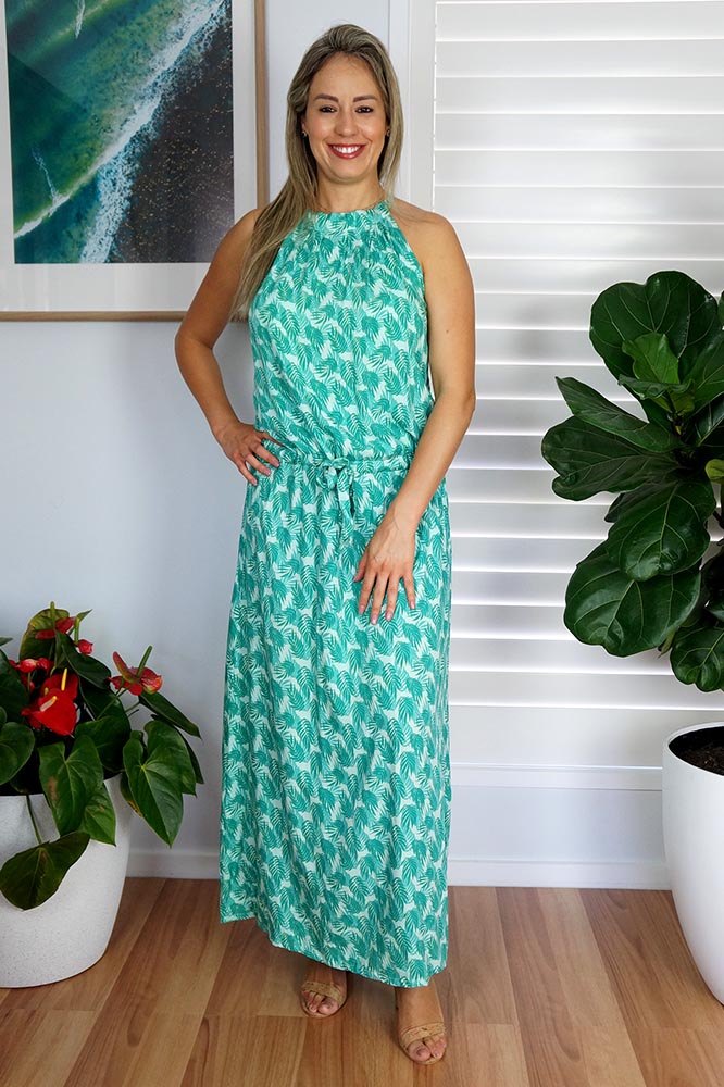 Long Chloe Dress "Leaves"
