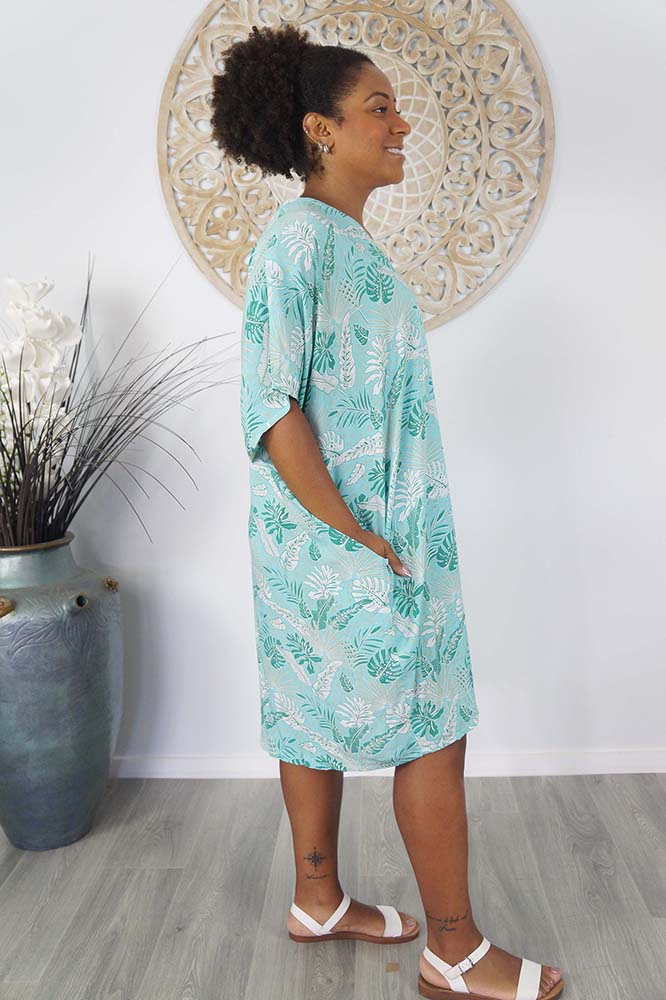Resort Dress "Tropical Leaves"
