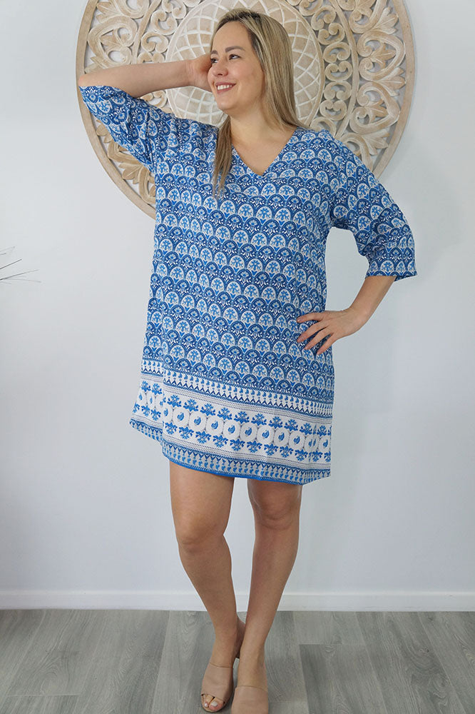 3/4 Sleeve Tunic "Scallops"