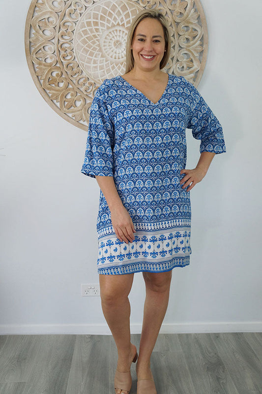 3/4 Sleeve Tunic "Scallops"