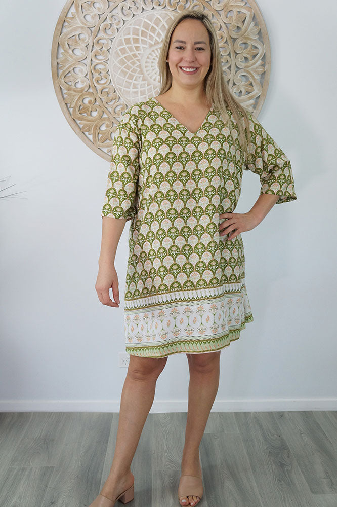 3/4 Sleeve Tunic "Scallops"