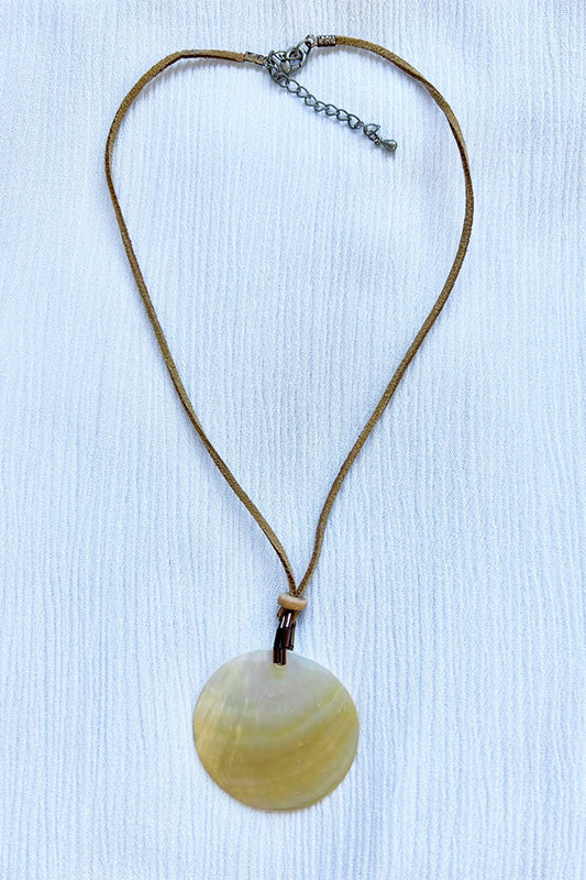 Mother of Pearl & Leather strap Necklace