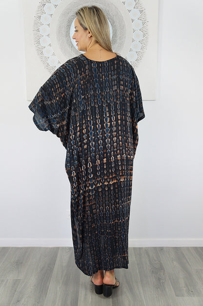 Long Kaftan "Crackle" Tie Dye