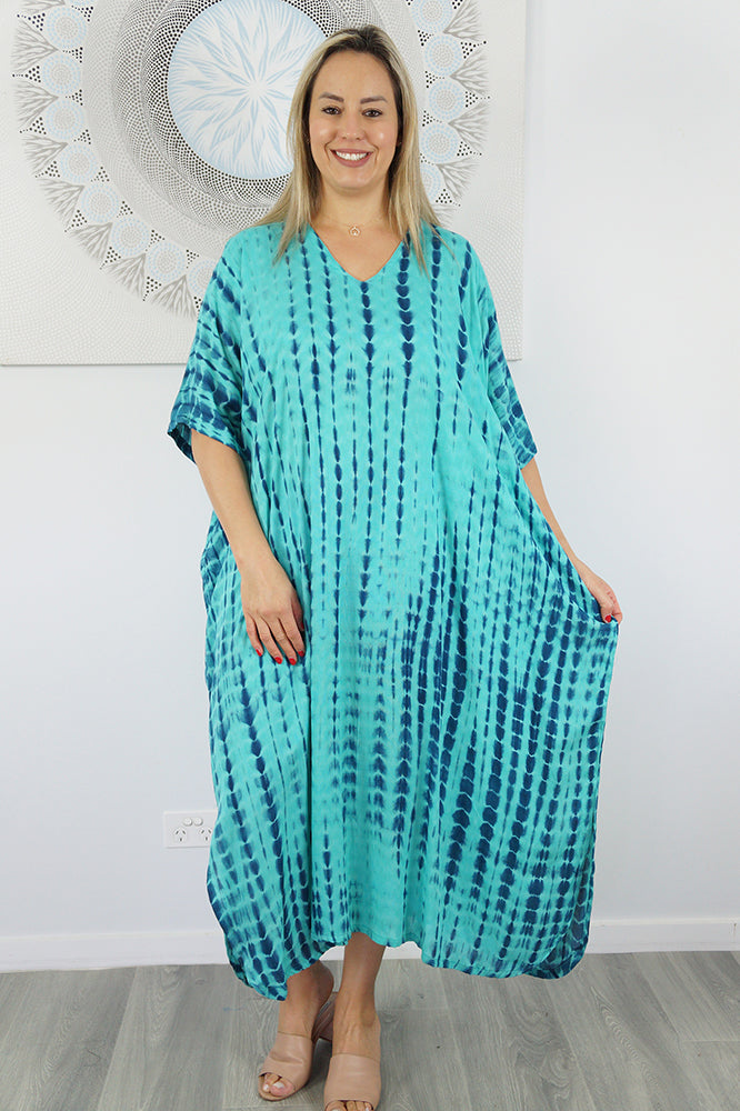 Long Kaftan "Crackle" Tie Dye