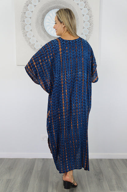 Long Kaftan "Crackle" Tie Dye