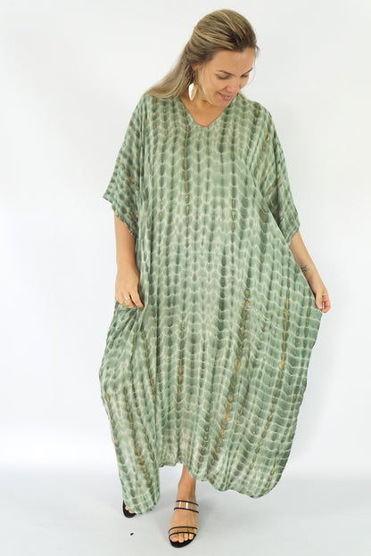 Long Kaftan "Crackle" Tie Dye