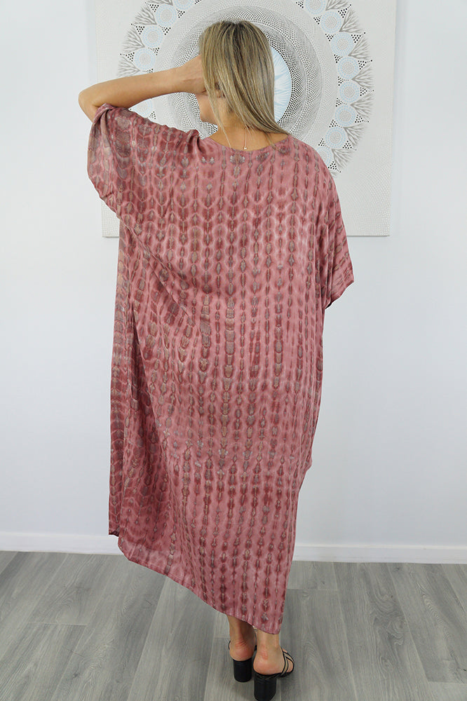 Long Kaftan "Crackle" Tie Dye