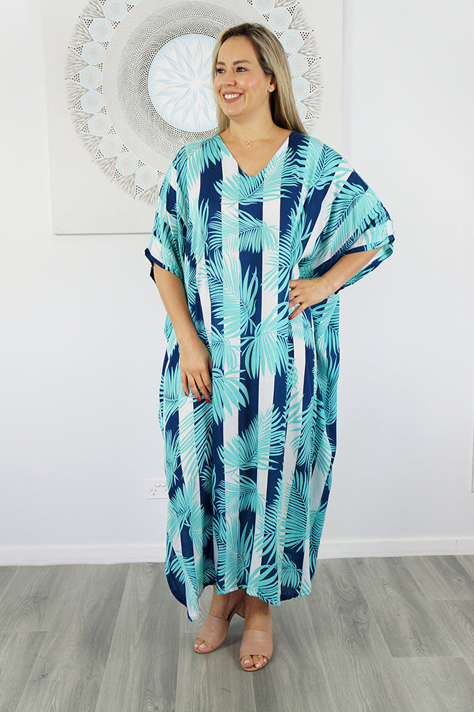 Long Kaftan "Leaf-Stripe"