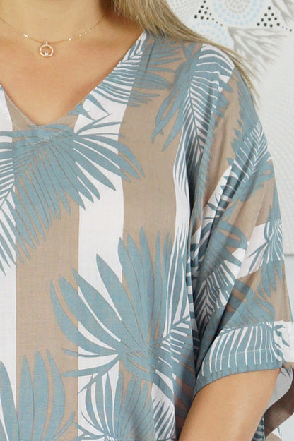 Long Kaftan "Leaf-Stripe"