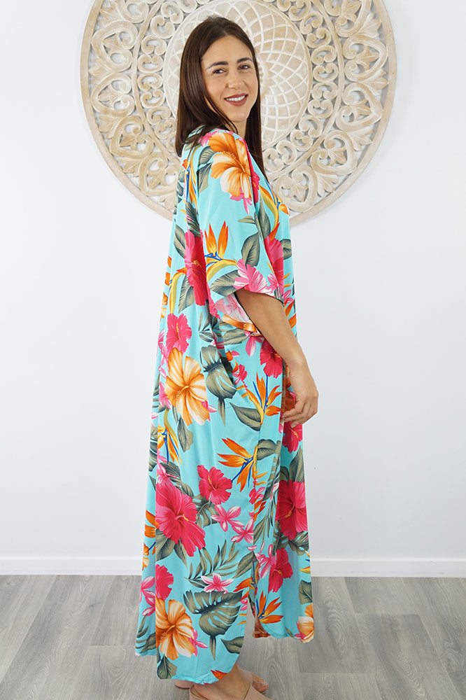 Premium Long Kaftan "Tropical Delights"