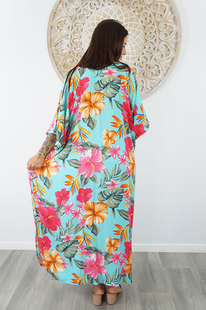 Premium Long Kaftan "Tropical Delights"