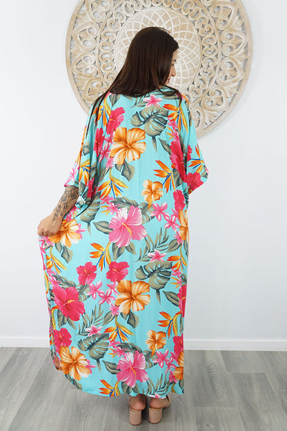 Premium Long Kaftan "Tropical Delights"