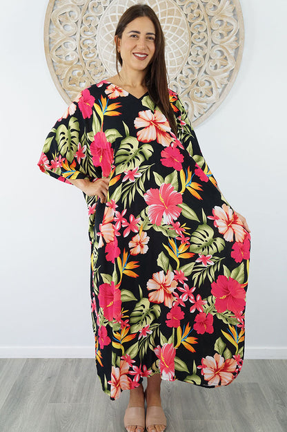 Premium Long Kaftan "Tropical Delights"