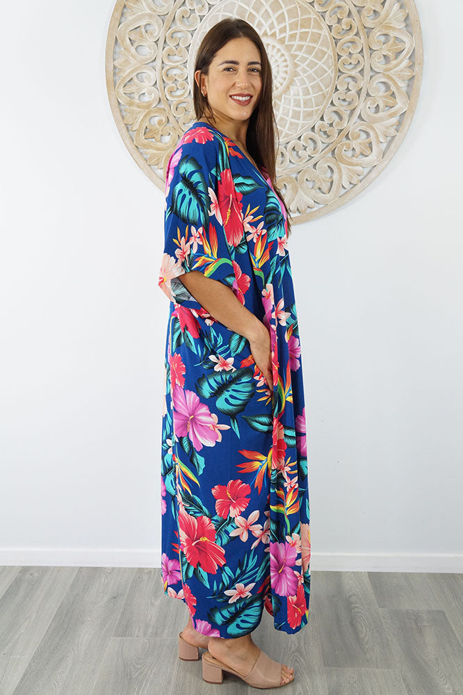 Premium Long Kaftan "Tropical Delights"