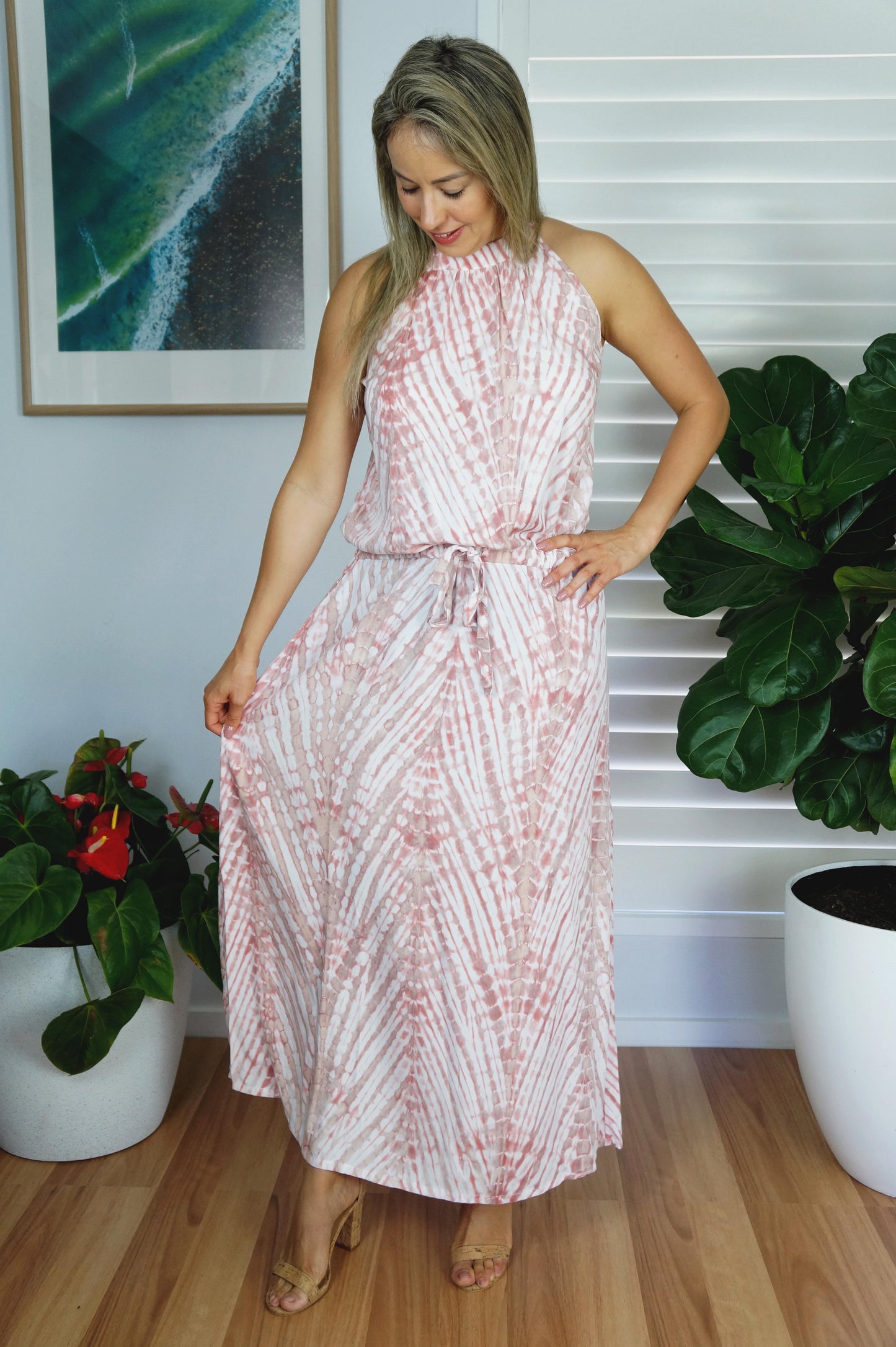 Long Chloe Dress "Feathers"