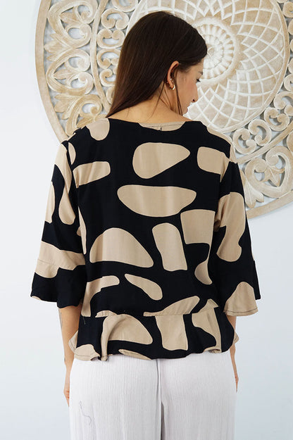 Ruched Top "Abstract Geo"