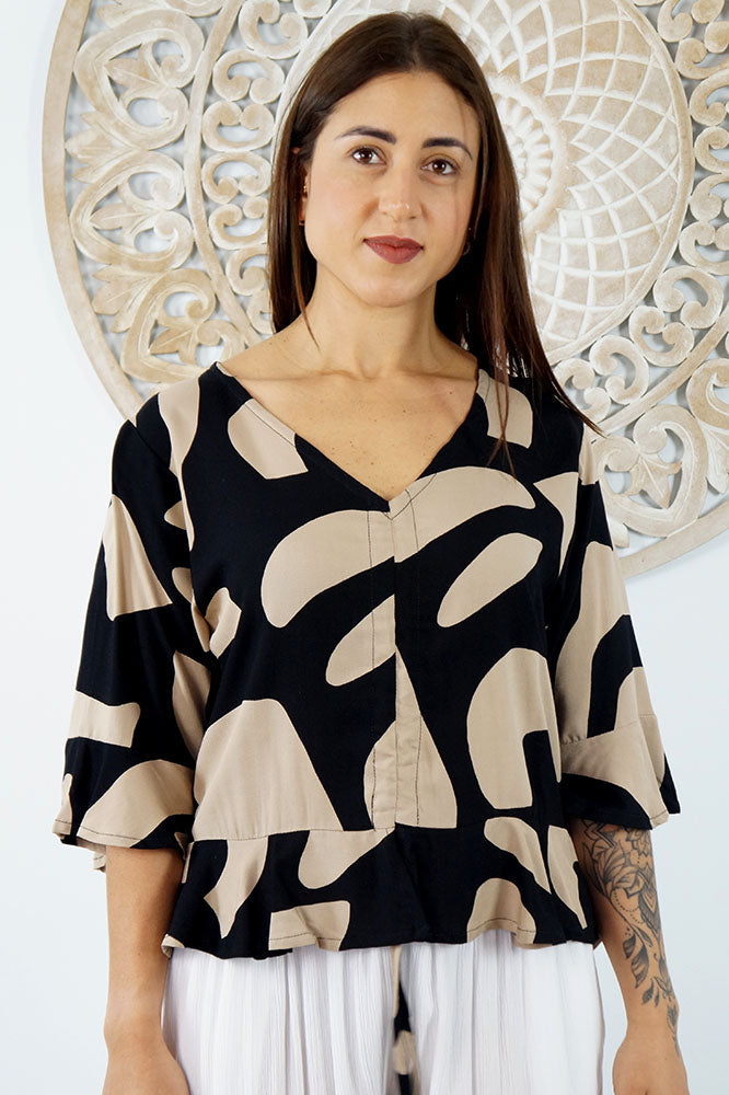 Ruched Top "Abstract Geo"