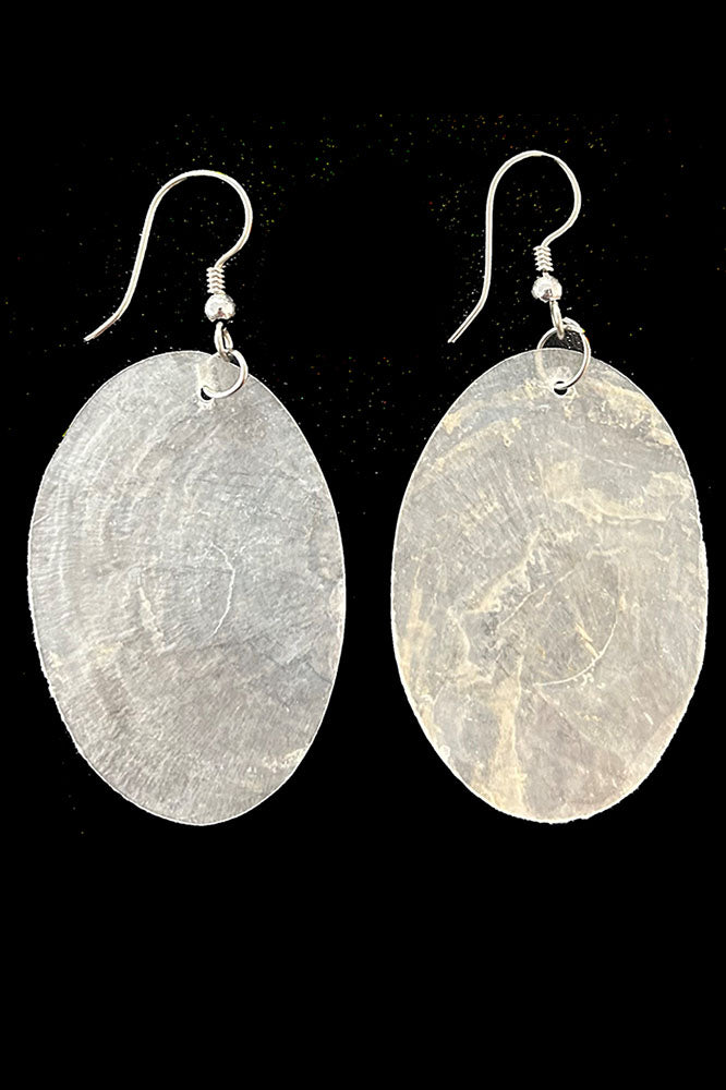 Clear Shell Oval Earings (R96)