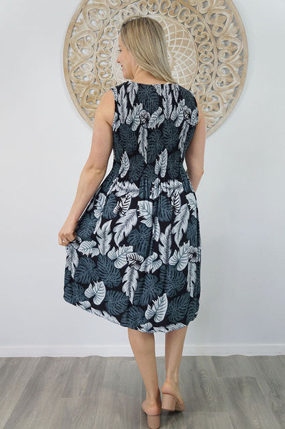 Singlet Smock Dress "Leaves"