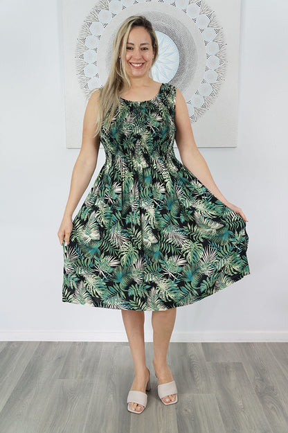 Singlet Smock Dress "Tree Fern"