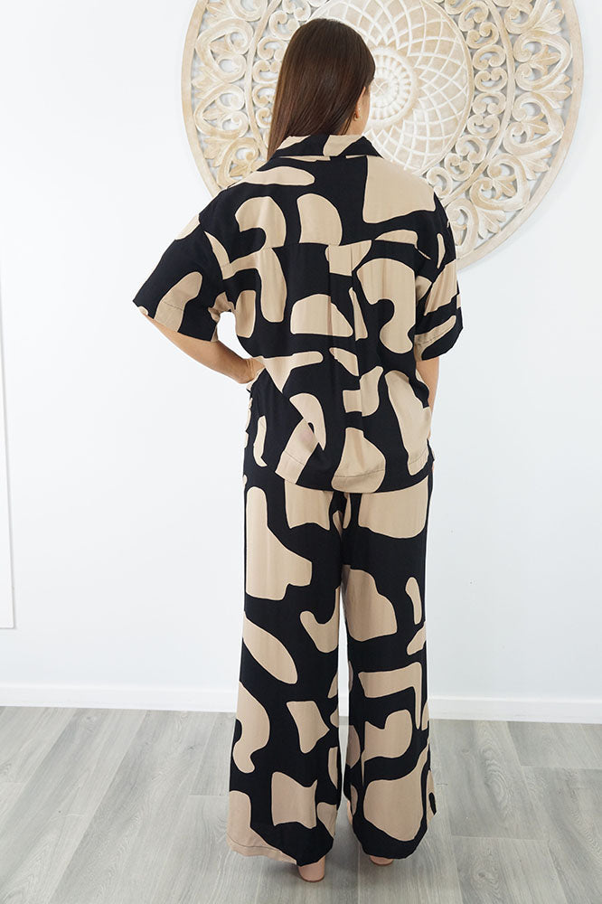 Abbey Shirt & Wide Leg Pant Set Abstract Geo