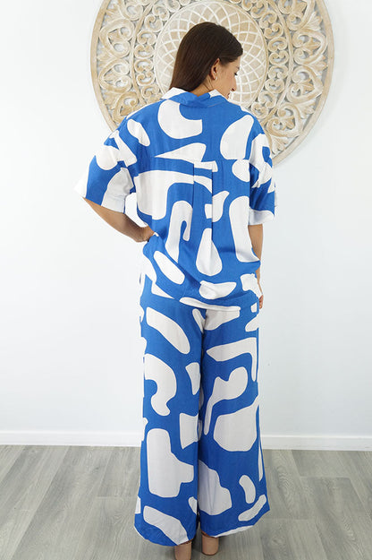 Abbey Shirt & Wide Leg Pant Set Abstract Geo