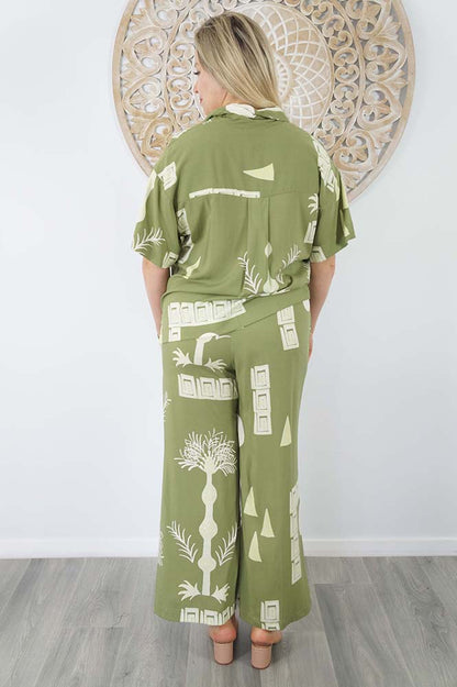 Wide Leg Pant "Fan Palm"