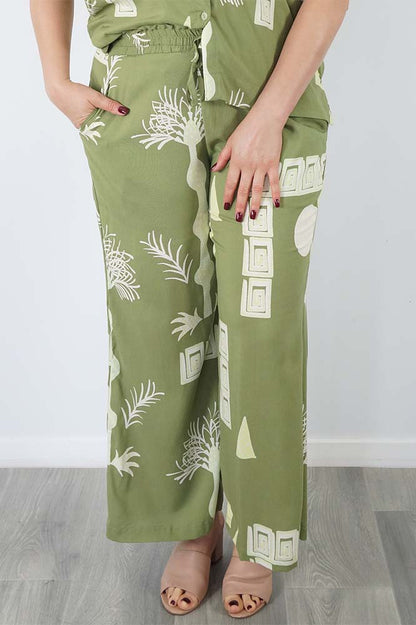 Wide Leg Pant "Fan Palm"