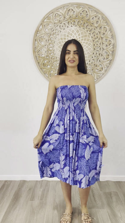 Smock Dress "Leaves"