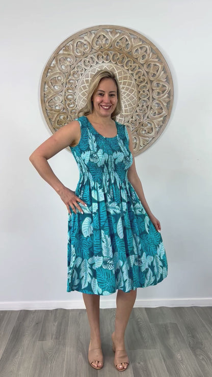 Singlet Smock Dress "Leaves"