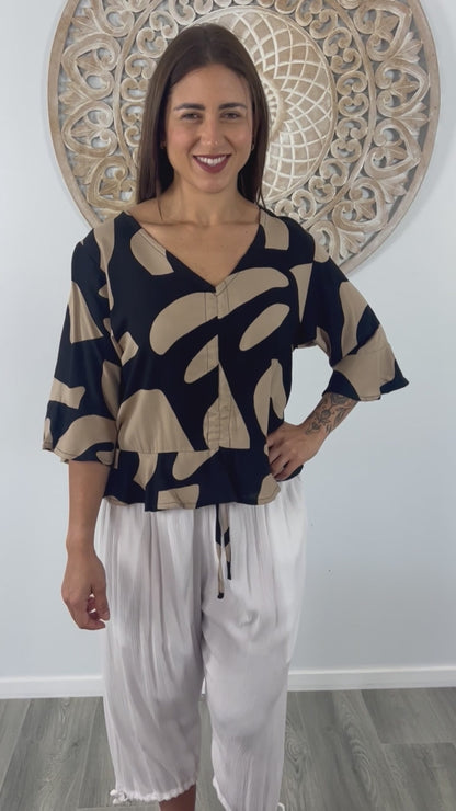 Ruched Top "Abstract Geo"