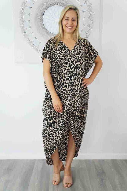 Frilled Toga Dress "Leopard"