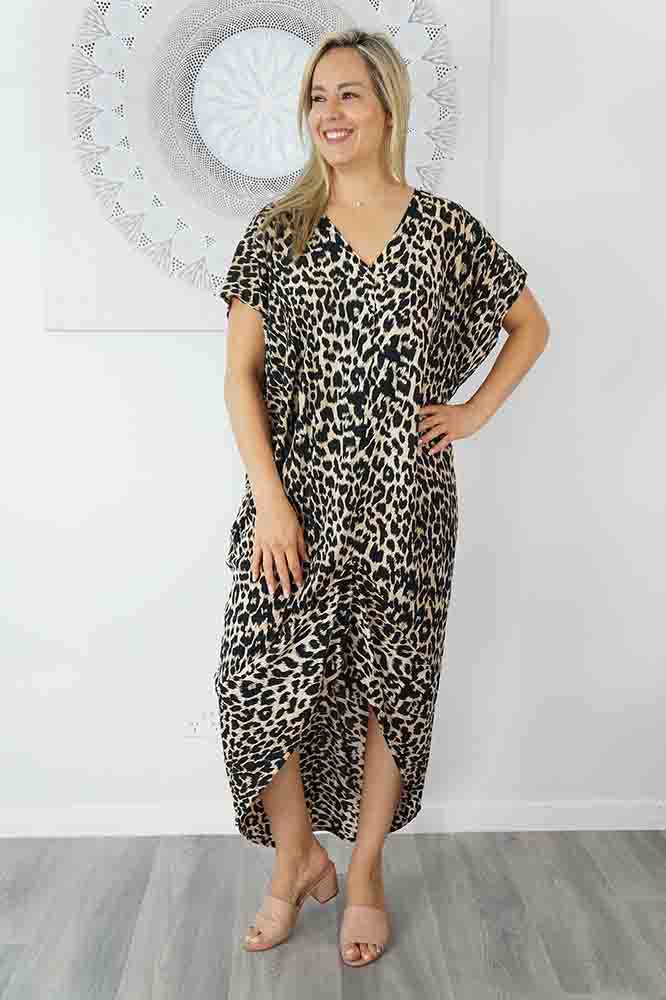 Frilled Toga Dress "Leopard"