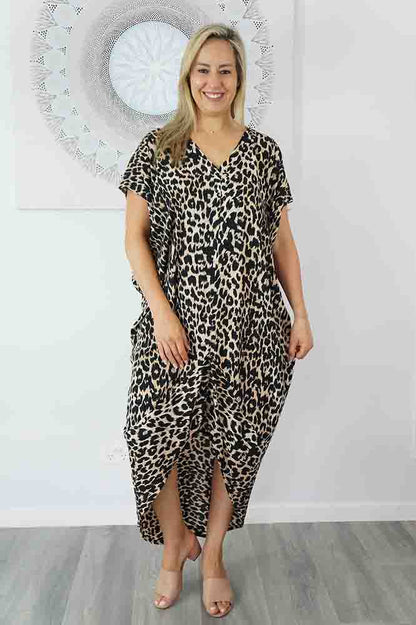 Frilled Toga Dress "Leopard"