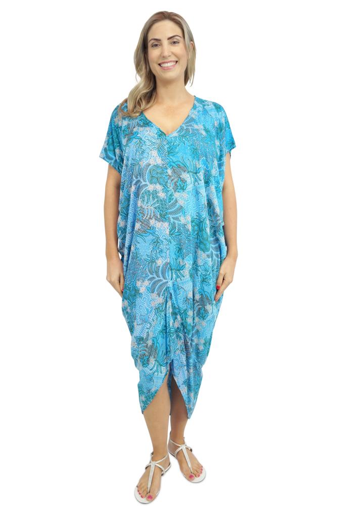 Frilled Toga Dress "Paisley Batik" print