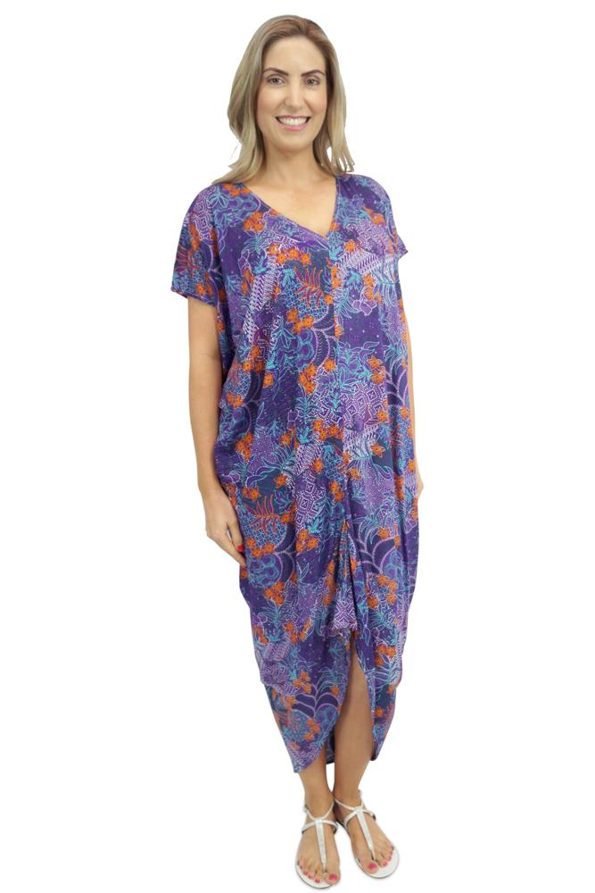 Frilled Toga Dress "Paisley Batik" print