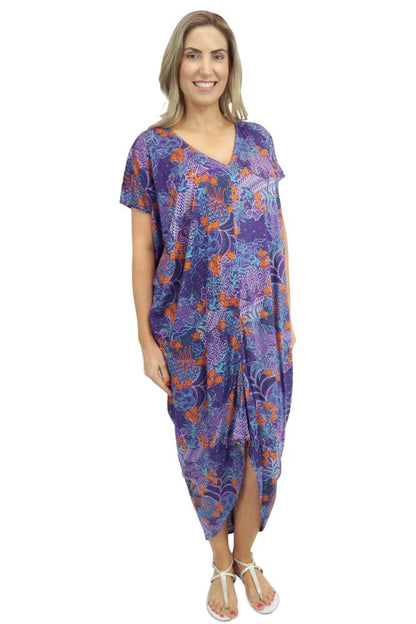 Frilled Toga Dress "Paisley Batik" print