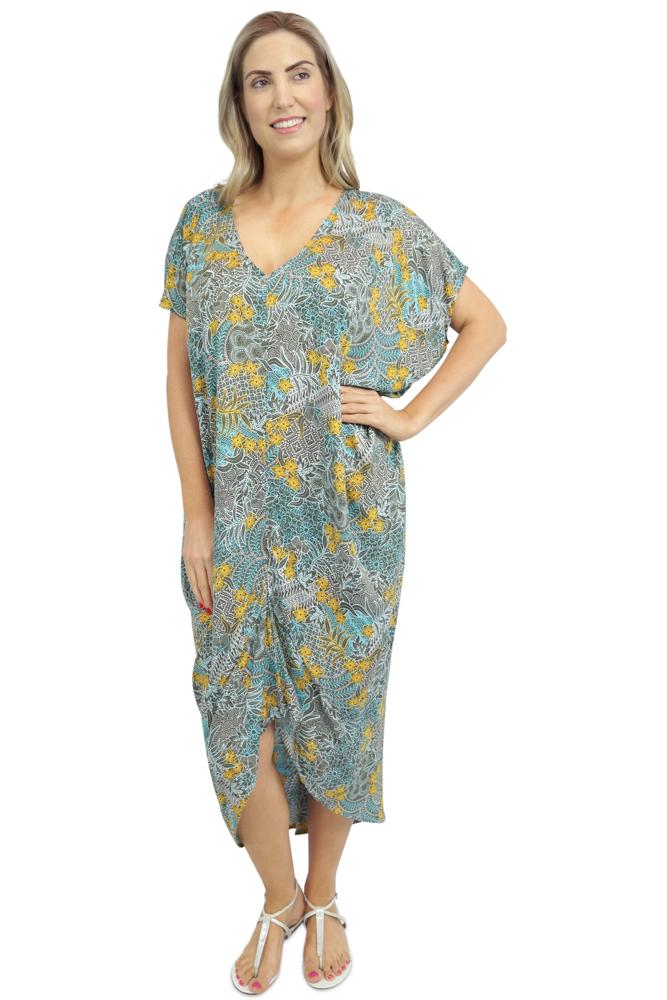 Frilled Toga Dress "Paisley Batik" print