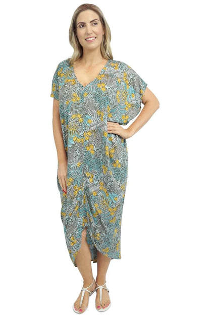 Frilled Toga Dress "Paisley Batik" print