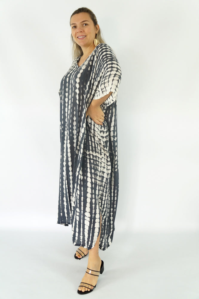 Long Kaftan "Crackle" Tie Dye