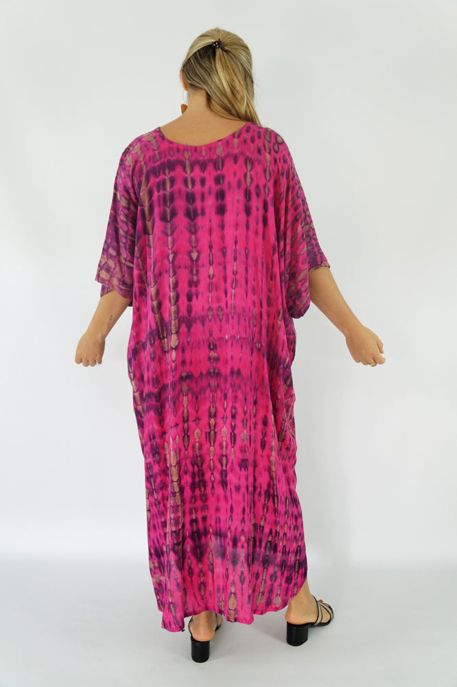 Long Kaftan "Crackle" Tie Dye