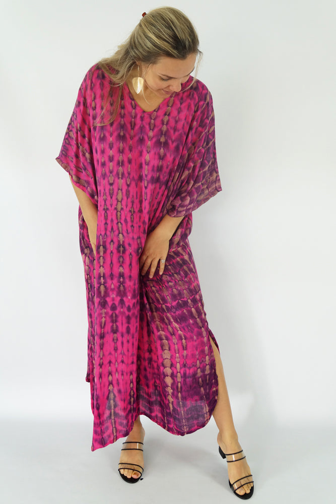 Long Kaftan "Crackle" Tie Dye