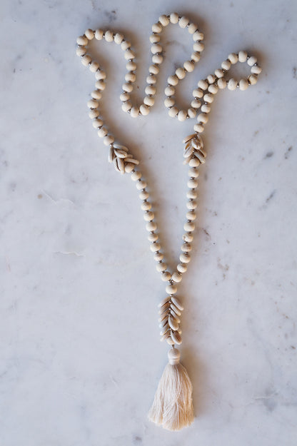 Coloured Wood and Shell Necklace