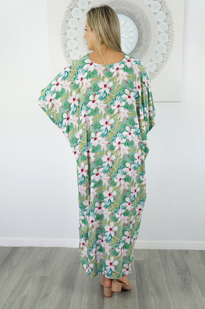 Premium Long Kaftan "Fan Flower"