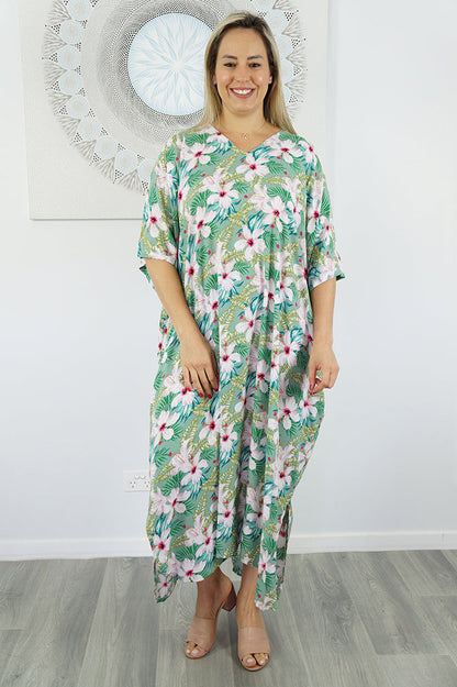 Premium Long Kaftan "Fan Flower"